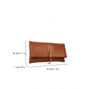 Brown Leather Clutch Evening Bag