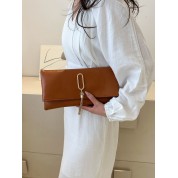 Brown Leather Clutch Evening Bag