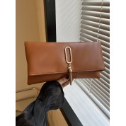 Brown Leather Clutch Evening Bag