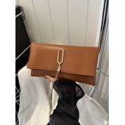 Brown Leather Clutch Evening Bag