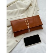 Brown Leather Clutch Evening Bag