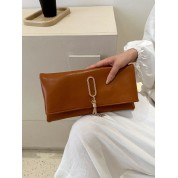 Brown Leather Clutch Evening Bag