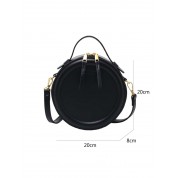 Round Black Leather Crossbody Bag