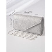 Black Clutch Bag Silver Chain