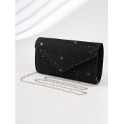 Black Crossbody Bag Silver Chain