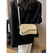 Plain Black Leather Shoulder Bag