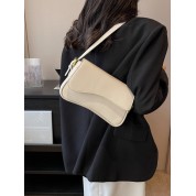 Plain Black Leather Shoulder Bag