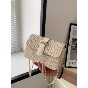 Straw Bag With Chain Strap