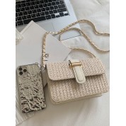 Straw Bag With Chain Strap