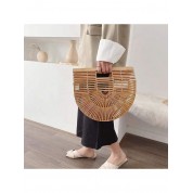 Black Straw Circle Tote Bag