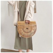 Black Straw Circle Tote Bag