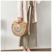 Black Straw Circle Tote Bag