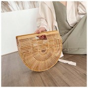 Black Straw Circle Tote Bag