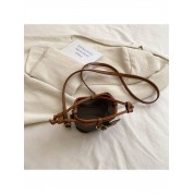 Brown Leather Bucket Bag Crossbody