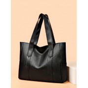 Large Black Leather Shopper Bag