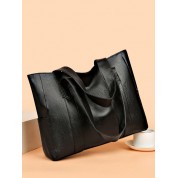 Large Black Leather Shopper Bag