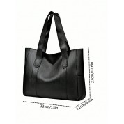 Large Black Leather Shopper Bag