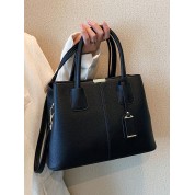 Black Tote Bag With Brown Leather Handle