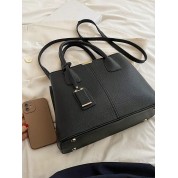 Black Tote Bag With Brown Leather Handle