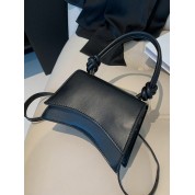 Black Leather Handbag With Shoulder Strap