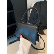 Black Leather Handbag With Shoulder Strap