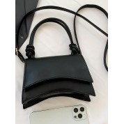 Black Leather Handbag With Shoulder Strap