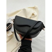 Black Leather Bag With Shoulder Strap