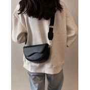 Black Leather Bag With Shoulder Strap