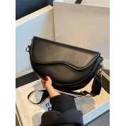 Black Leather Bag With Shoulder Strap