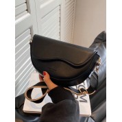 Black Leather Bag With Shoulder Strap