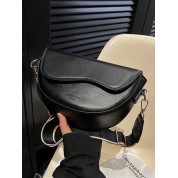 Black Leather Bag With Shoulder Strap