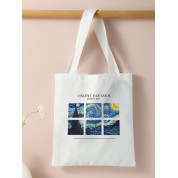 Blue Canvas Shoulder Tote Bag