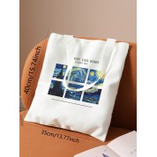 Blue Canvas Shoulder Tote Bag