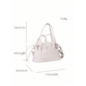 White Leather Drawstring Bucket Bag