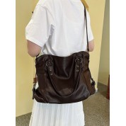 Plain Brown Leather Tote Bag