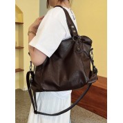 Plain Brown Leather Tote Bag