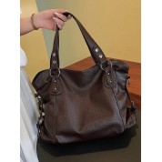 Plain Brown Leather Tote Bag