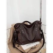 Plain Brown Leather Tote Bag