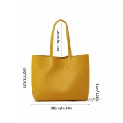 Large Yellow Leather Tote Bag