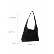 Black Leather Shoulder Tote Bag