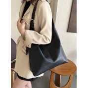 Black Leather Shoulder Tote Bag