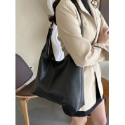 Black Leather Shoulder Tote Bag