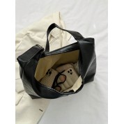 Black Leather Shoulder Tote Bag