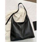 Black Leather Shoulder Tote Bag