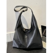 Black Leather Shoulder Tote Bag