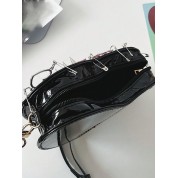 Black Leather Shoulder Bag Silver Hardware