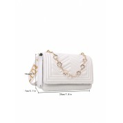 White Crossbody Bag With Gold Chain