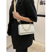 White Crossbody Bag With Gold Chain