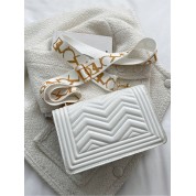 White Crossbody Bag With Gold Chain