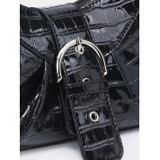 Black Shoulder Bag With Silver Chain Strap